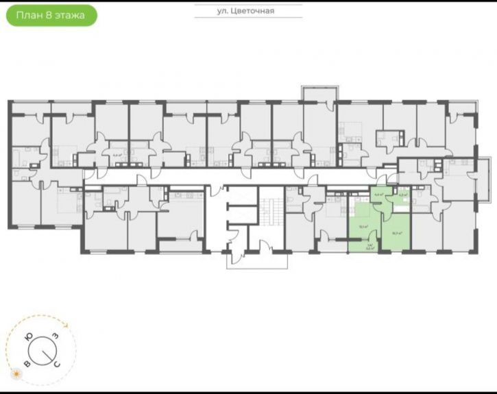 1-комн квартира в новом доме Цветочная ул
