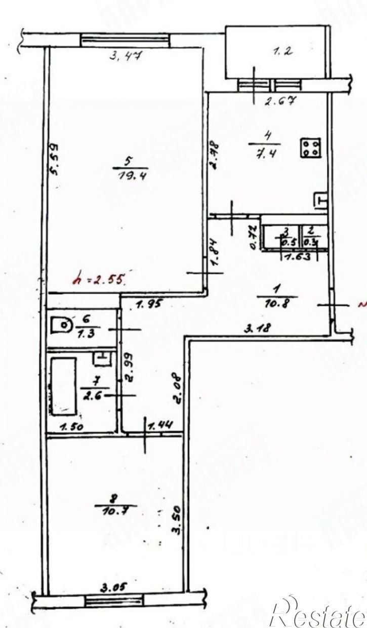 2-комн квартира Артиллерийский переулок, 12,  д. 12