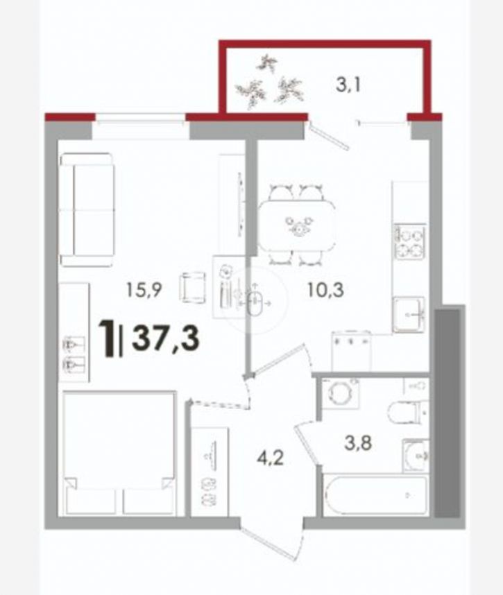 1-комн квартира в новом доме Лемешева ул