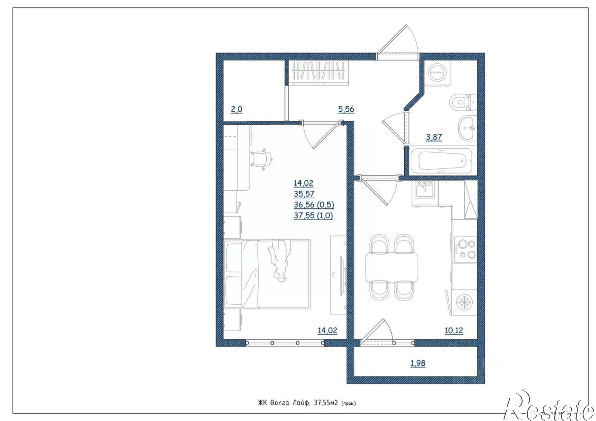 Купить квартиру за 4 234 550 рублей на ул Новочеркасская, 49