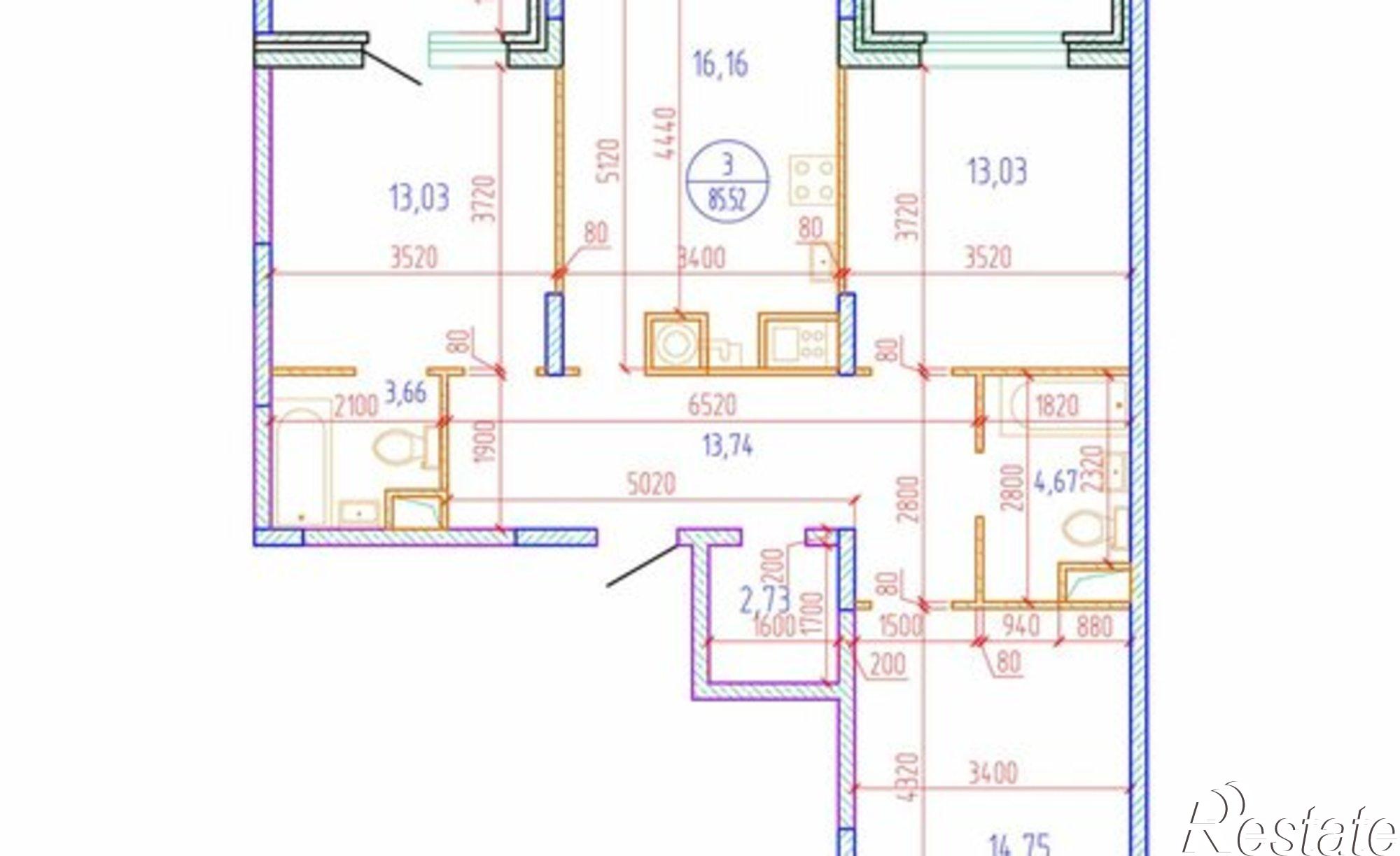 Купить квартиру за 8 979 600 рублей на улица Левитана, 74Б