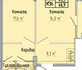 2-комн, 50кв м, этаж 2/10 улица 15 лет Октября, 52 к1