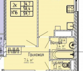 2-комн, 60кв м, этаж 4/10 ул 15 лет Октября, 52 1