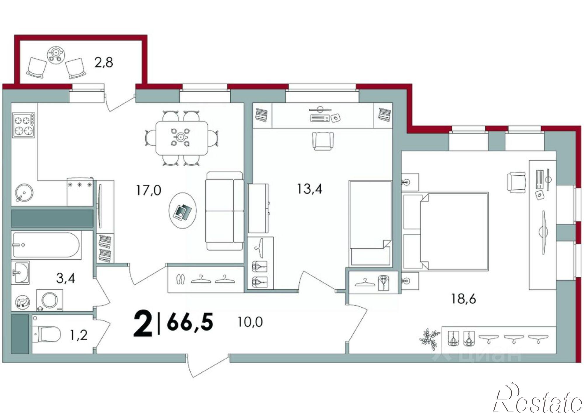 Купить квартиру за 7 034 860 рублей на улица Георгия Димитрова, 1