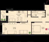 2-комн, 73.72 кв м, этаж 12/24 Оснабрюкская ул, 22