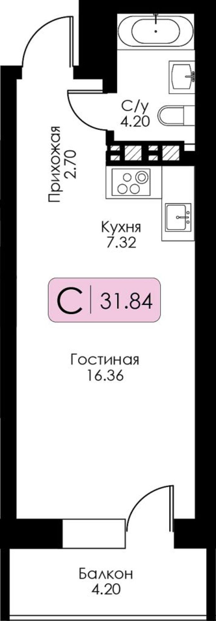 Купить студию за 4 298 400 рублей на Коминтерна ул, 95К