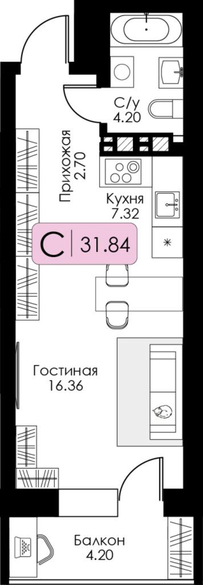 Купить студию за 4 298 400 рублей на Коминтерна ул, 95К