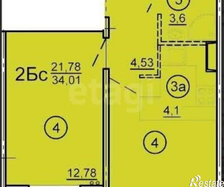 1-комн квартира улица Левитана, 95А