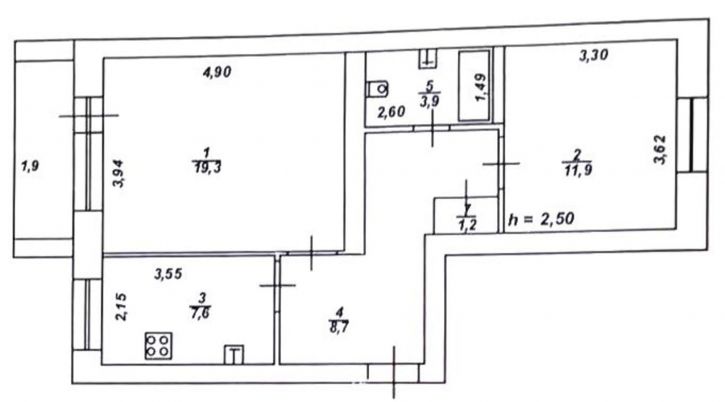 2-комн квартира , 48