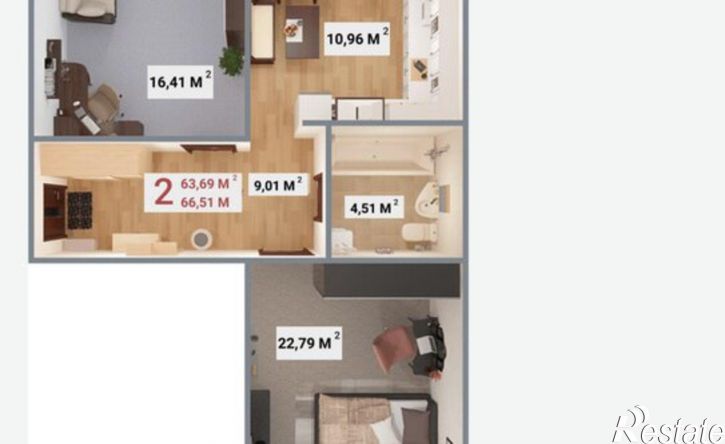 2-комн квартира бульвар Гусева, 57
