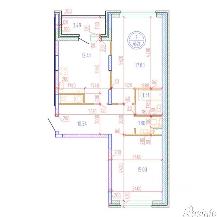 2-комн квартира в новом доме улица Левитана, 72А
