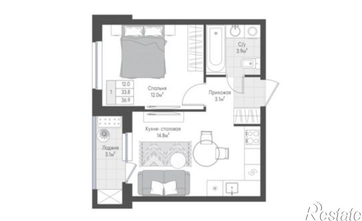 1-комн квартира в новом доме ул Левитана, 97а,  д. 97а