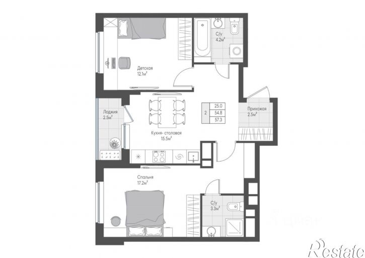 2-комн квартира в новом доме ул Левитана, 95а,  д. 95а