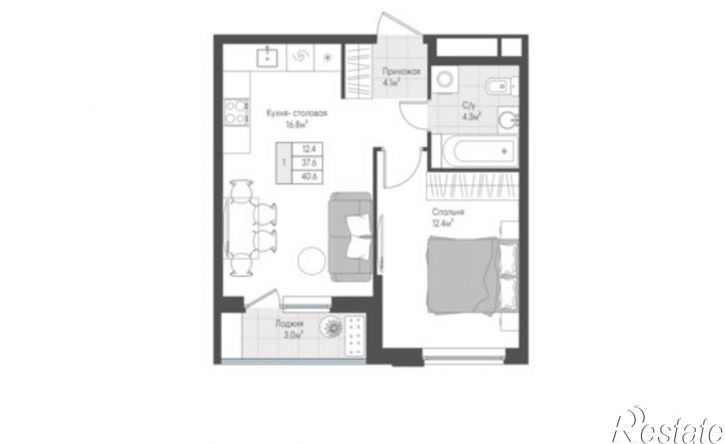 1-комн квартира в новом доме ул Левитана, 97а,  д. 97а