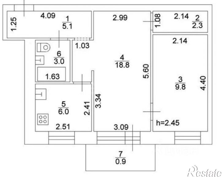 2-комн квартира ул Маршала Конева, 1/3,  д. 1/3