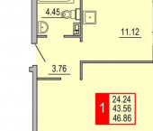 1-комн, 47 кв м, этаж 7/8 Петербургское шоссе, 13к2