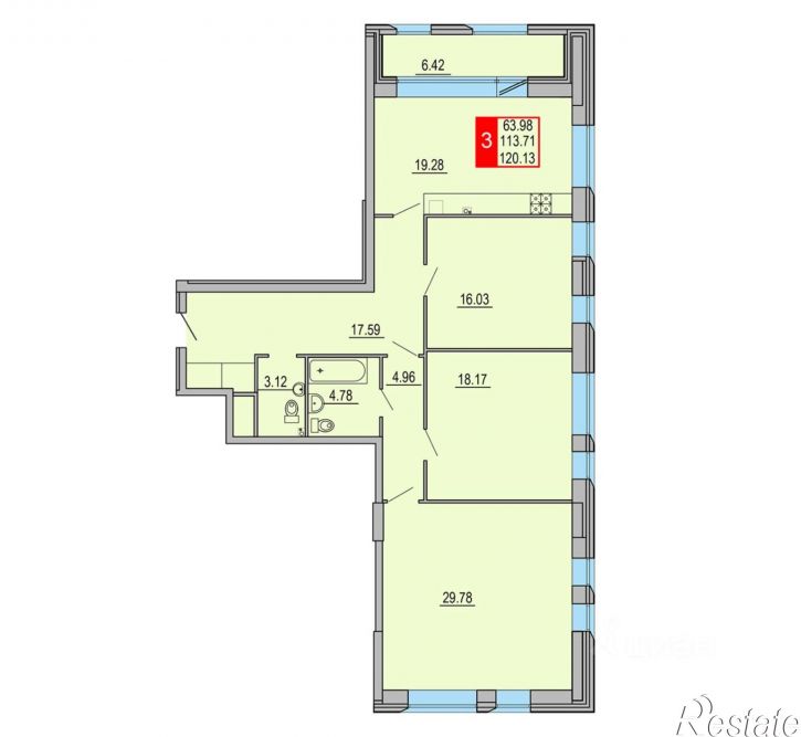 3-комн квартира в новом доме Петербургское шоссе, 3к1
