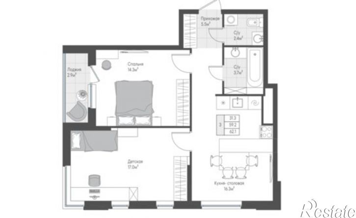 2-комн квартира в новом доме ул Левитана, 97а,  д. 97а