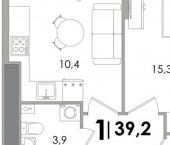 1-комн, 39 кв м, этаж 15/15 ул Псковская, 3