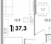 1-комн, 37 кв м, этаж 13/15 ул Псковская, 3