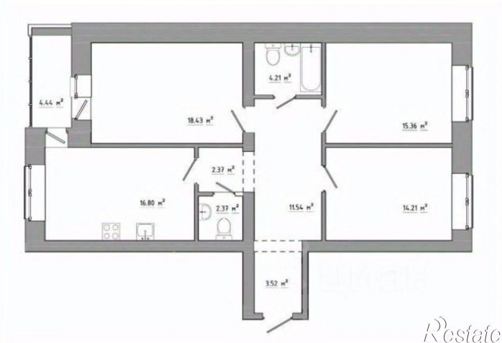 3-комн квартира ул Бориса Полевого, 9,  д. 9