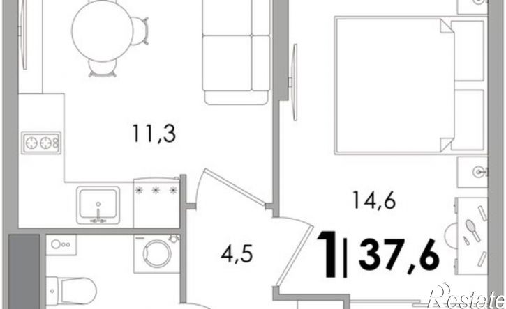 1-комн квартира в новом доме ул Псковская, 3,  д. 3