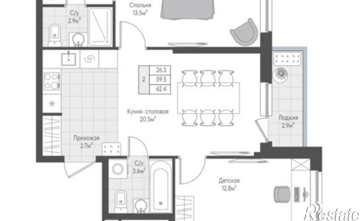 2-комн квартира в новом доме ул Левитана, 97а,  д. 97а